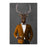 Elk Drinking White Wine Wall Art - Orange and Black Suit