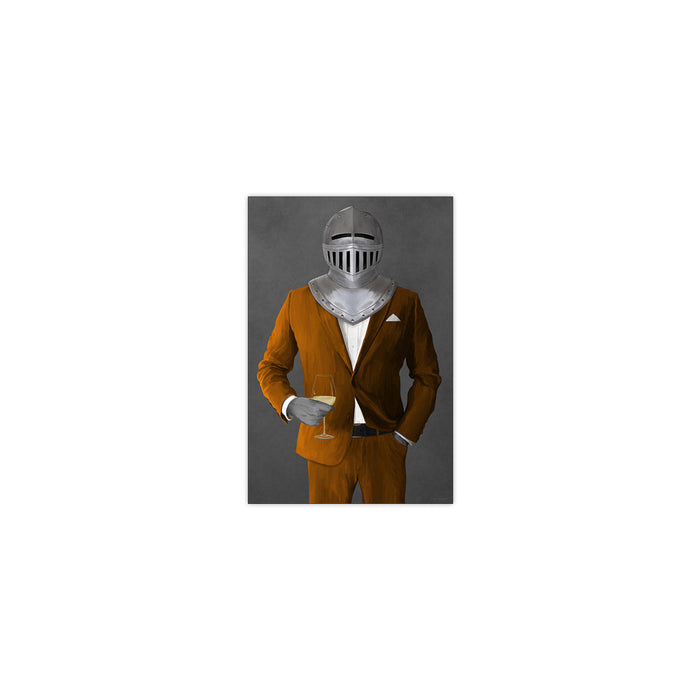 Knight Drinking White Wine Wall Art - Orange Suit