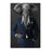 Elephant drinking red wine wearing navy suit canvas wall art