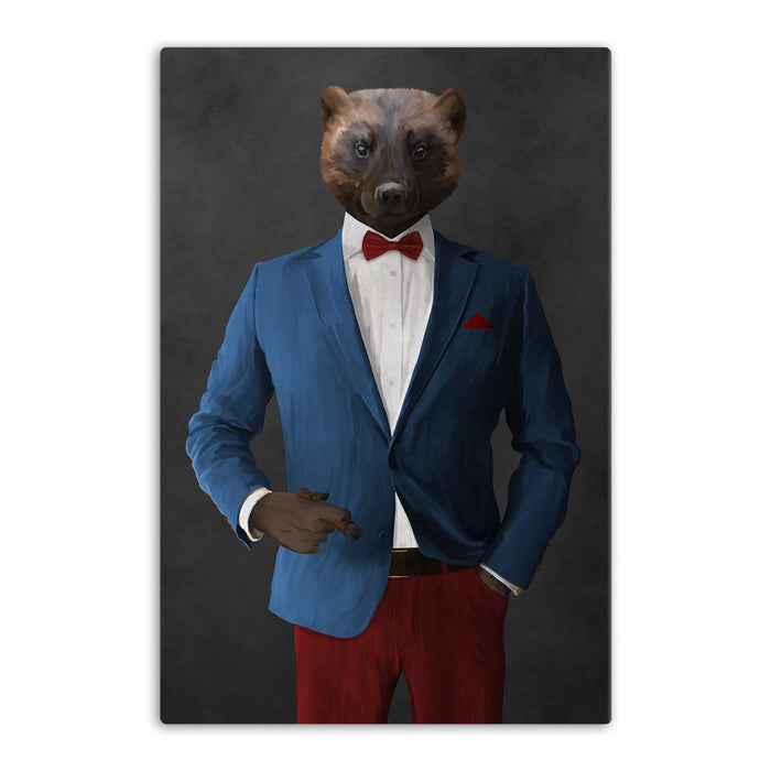 Wolverine Smoking Cigar Wall Art - Blue and Red Suit